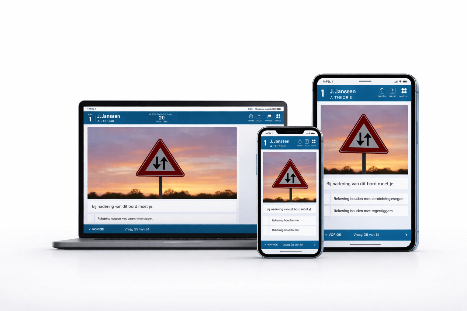 Atheorie werkt op laptop, tablet en telefoon